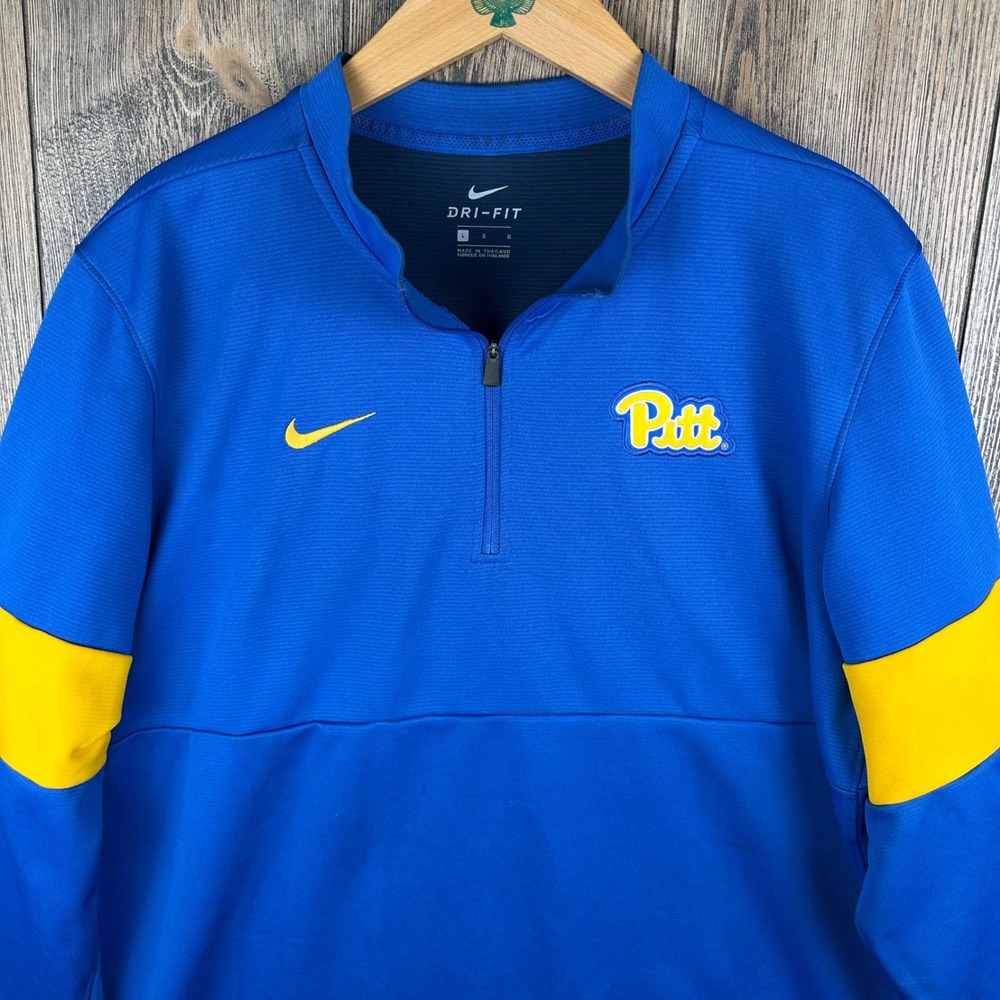 Nike Pitt Panthers Mens Large Dri-FIT Quarter Zip Pullover Blue AR9479-480